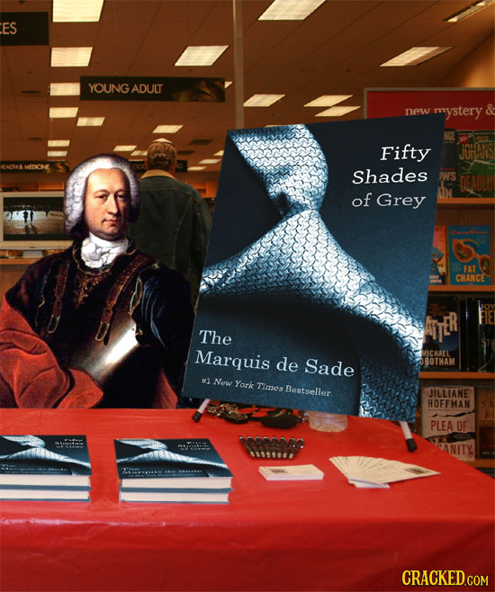 ES YOUNG ADULT new mystery Fifty Shades of Grey CHANCE The Marquis de MICHAFL Sade BOTHAM 1 Nerw York Times Bastoeller JILLIANE HOFFMAN PLEA OF CRACKE