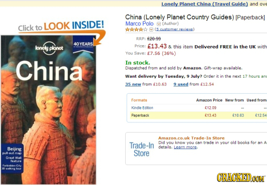 Lonely Planet China (Travel Guide) and ove China (Lonely Planet Country Guides) LOOK INSIDE! Marco Polo (Author) Click to AAAk RRP: f20-99