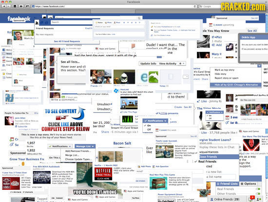 Facebook CRACKED:C a fagabepk ale You May Know iPice Dudel want that... The Ad in the ne See all lists Vpdate totla Aty Hover over and cll this sectio