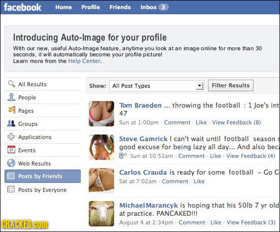 facebook Home Profile Friends Inbox 3 Introducing Auto-Image for your profile With our new. useful Auto-mage feature, anytime you look at an image onl