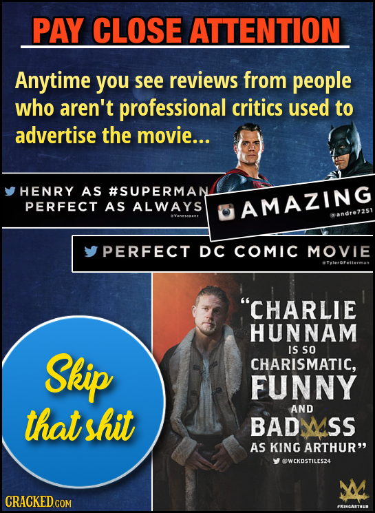 PAY CLOSE ATTENTION Anytime you see reviews from people who aren't professional critics used to advertise the movie... HENRY AS #SUPERMAN PERFECT AS A