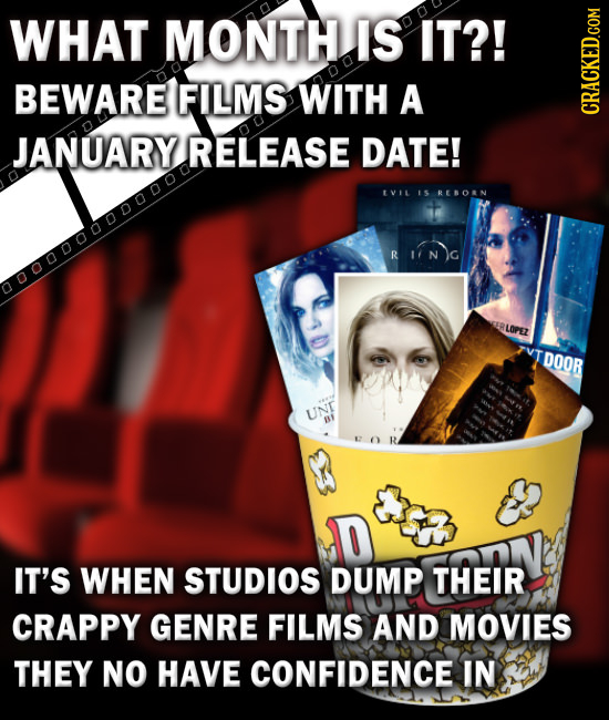 WHAT MONTH IS IT?! BEWARE FILMS WITH A CRAN JANUARY RELEASE DATE! tviL IS RERORN iNG 0000000000000 RLOPEZ DOOR UN n IT'S WHEN STUDIOS DUMP THEIR CRAPP