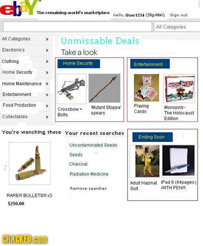 ebay The remaining-worl marketplace Hello, User1234 stig-Man). Sign out All Categories All Categories > Unmissable Deals Electronics > Take a look Clo