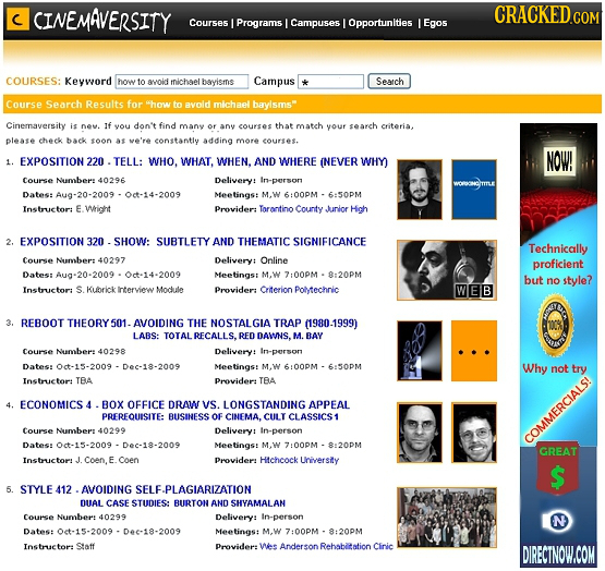 CINEMAVERSITY CRACKED.COM C Courses Programs Campuses Opportunities Egos COURSES: Keyword how to avold mnichoell beyisms Campus * Search Course Search