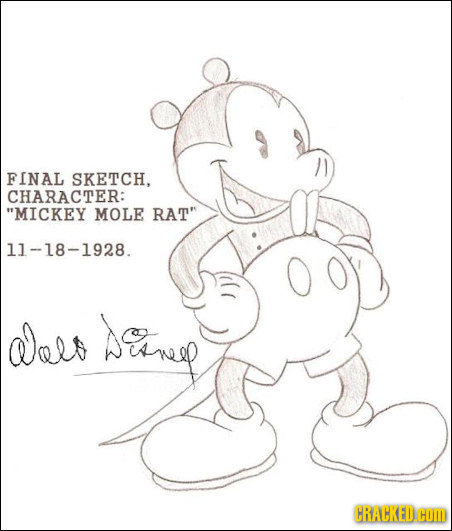 FINAL SKETCH, CHARACTER: MICKEY MOLE RAT 11-18-1928. daes Ap CRACKED Com 
