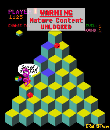 PLAYER 1 WARNING 1125 Mature Content CHANGE TO UNLOCKED EVEL: 1 ROUND: 1 Sanofl CH!