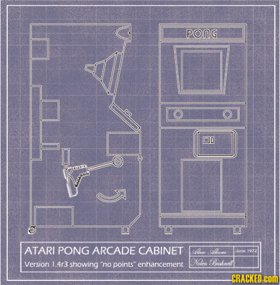PONG ATARI PONG ARCADE CABINET n oom Wune 1972 Version Nalen 1.4r3 showing no points enhancement GBOithndl CRACKED.coM