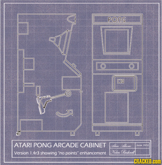 PONG ATARI PONG ARCADE CABINET n oom Wune 1972 Version Nalen 1.4r3 showing no points enhancement GBOithndl CRACKED.coM 
