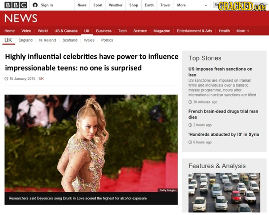 BBC Sign In News Sport Weather Shop Earth Travel More CRACKED NEWS Home Video Worid US & Canada UK Business Tech Science Magazine Entertainment & Arts