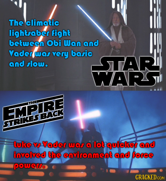 The climatic lightsaber fight between Obi Wan and Vader wns very basic STAR and slow. WARSl THEL EMPIRE STRIKESBACK luke Vs Vader wGS lot quiclser and