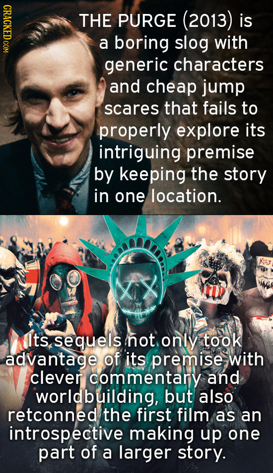 THE PURGE (2013) is a boring slog with generic characters and cheap jump scares that fails to properly explore its intriguing premise by keeping the s