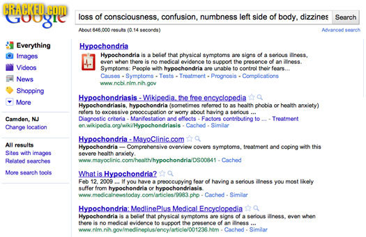 CRACKED.COR tibege loss of consciousness. confusion, numbness left side of body. dizzines Search Abou4 64000 resuts (0 14 secords) Avancedseareh Every