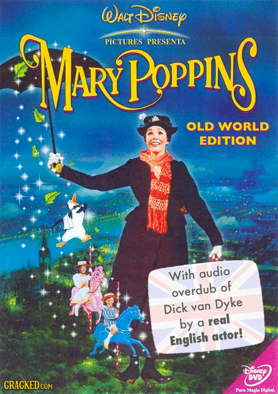 Wat Disney MAR'PoPPINS PICTURES PRESENTA OLD WORLD EDITION With audio of overdub Dick Dyke van by real a English actor! Disney DVD CRACKEDCO COM Pura