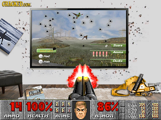 CRACKEDCOM. o Score Frerty Ammo Hail Hen Duckes IATT 14 100% 2 3 4 86% BUIU 354 HOO 57 BHEU IH 100 Ror 39 100 AMMO HEALTH ARms ARMOR CEO $136 EOO