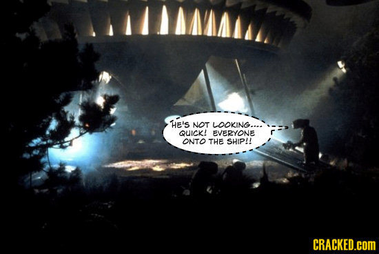 HE'S NOT LOOKING.... QUICK! EVERYONE ONTO THE SHIP!! CRACKED.COM