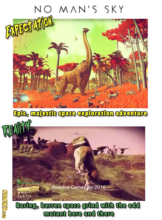 NO MAN'S SKY Atfon, EXPECT Epic, majestic space exploration adventure REAIITY Release Gamepllay 2016 CRACKEDOON O - Bo barren space grind with the odd