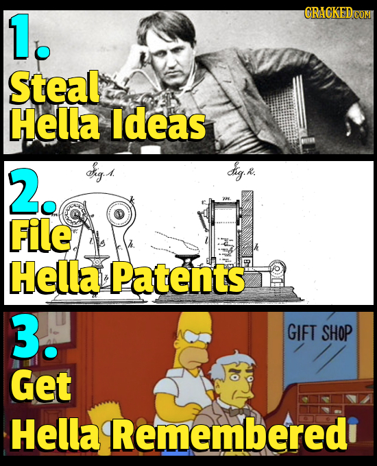 1. CRACKEDCON Steal Hella ldeas 2. arg g: R. File Hella Patents 3. GIFT SHOP Get Hella Rememberedi