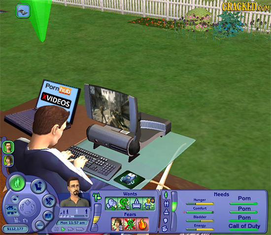 CRACKED COM Pornhub VIDEOS to t L Wants Meeds Porn Hunger Comfort Porn Fears Bladder Porn Mon 11:57 am Eneegy Callof Duty $112.177 00