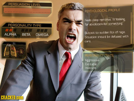 PERSUASION LEVEL RSYCHOLOGICAL PROFILE Feels rerorse.. Is looking ceep for something PERSONALITY TYPE for absolution Subiec to sudder hits of rage. AL