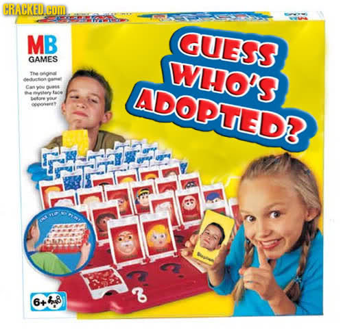 HRACKEDCO MB GUESS GAMES WHO'S The ericinal duetior oat cans you SE vystery 1ate ADOPTTED? beore yOM oesonerirt 6+ 68 B