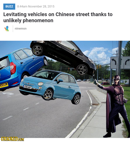 BUZZ 8:44am November 28, 2015 Levitating vehicles on Chinese street thanks to unlikely phenomenon ninemsn 02LOW FZDAKE CRAGKEDCON