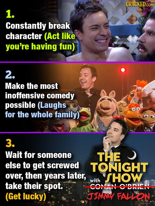 CRACKEDCON 1. Constantly break character (Act like you're having fun) 2. Make the most inoffensive comedy possible (Laughs for the whole family) 3. Wa