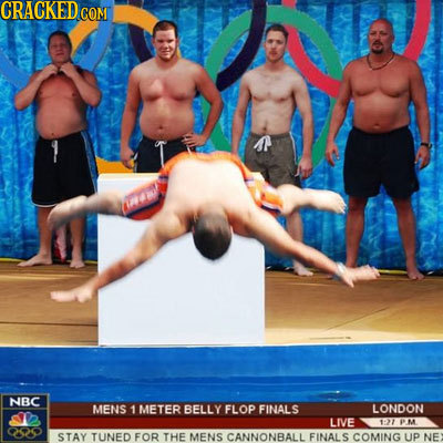 CRAGKED COM W NBC MENS 7 METER BELLY FLOP FINALS LONDON LIVE 11 MA STAY TUNED FOR THE MENS CANNONBALL FINALS COMING UP NE