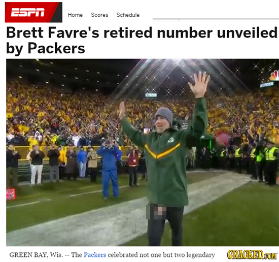 Home Scores Schedule Brett Favre's retired number unveiled by Packers GREEN BAY, Wis.- The Packers celebrated not one but two legendary CRACKEDCON 