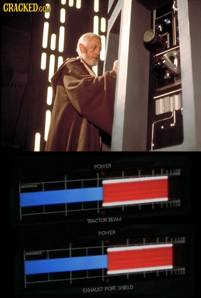 CRACKEDCON POWER BOPCRATME TRACTOR BEAM POWER LL THOPERME EXHAUST PORT SHIELD