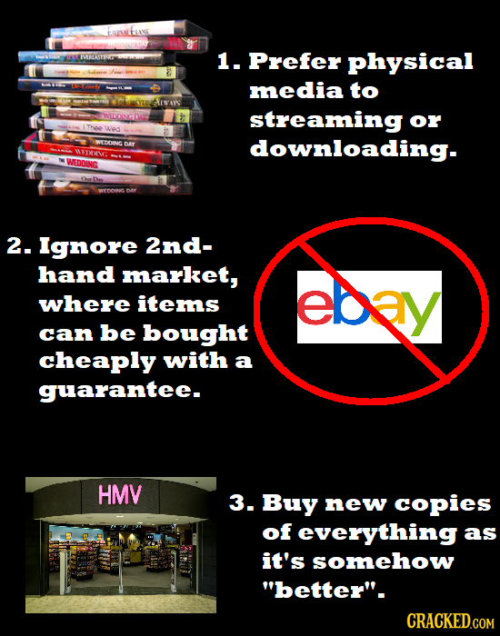 Fune IVRTLASTIRT 1. Prefer physical E media to WEDDINGDAC streaming or WEDDING DAY downloading. wrV WEDDING 2. Ignore 2nd- hand market, eb3y where ite