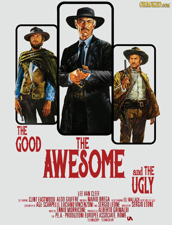 CRACKEDCON THE GOOD THE AWESOME and THE UGLY LEE VAN CLEEF CLINT EASTWOOD AL00 GIUFERE MARID BREGA HLE WALLACH OSTAIRING NOMIN ALSS1483I6 lf !LE AGE-S