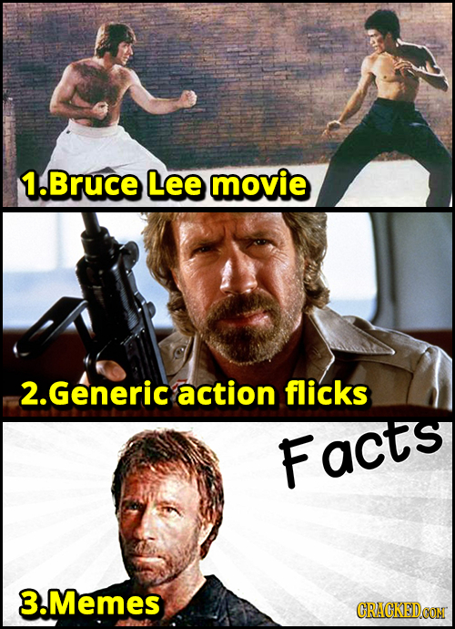 1. Bruce Lee movie 2.Generic action flicks Facts 3.Memes CRACKED.CON