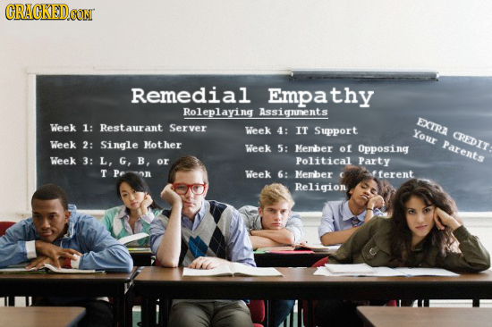 CRACKED CONT Remedial Empathy Roleplaying Assignents EXTRA Week 1: Restaurant Server Week 4: IT Support Your CREDIT Week 2: Single Mother Week 5: Pare