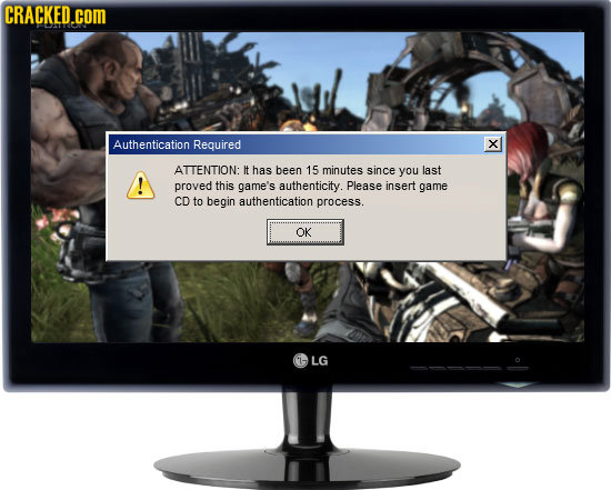 CRACKED.COM Authentication Required X ATTENTION: It has been 15 minutes since you last proved this game's authenticity. Please insert game CD to begin
