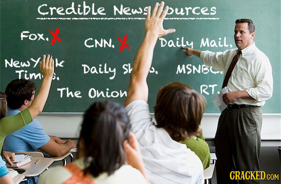 Credible News purces Fox. CNN. Daily Mail. Newy Daily sh D MSNBC. Timn: The OniON RT. CRACKED GOM