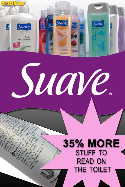 CRACKED. Com Suave Suave Suave ave Su Sud e aatuirale turul O Aloe wirh ucumning AR AON! S SMOOTHI shampoo Amp Suave. TOOA l GD 000> uino DBER 35% MOR
