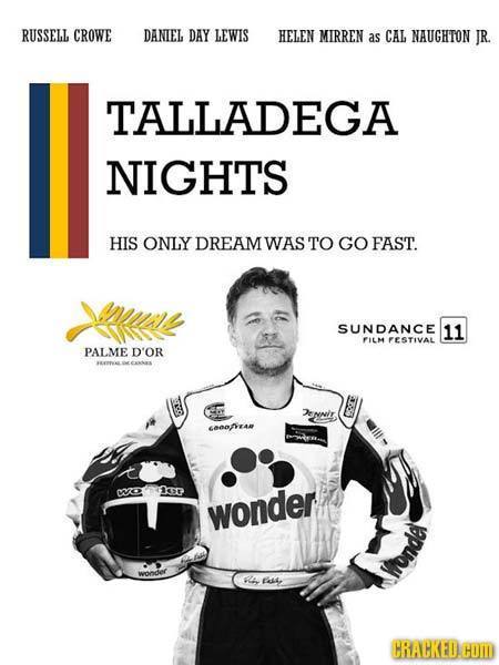 RUSSELL CROWE DANIECL DAY LEWIS HELEN MIRREN as CAL NAUGHTON JR. TALLADEGA NIGHTS HIS ONLY DREAMWAS TO GO FAST. SUNDANCE 11 FILM FESTIVAL PALME D'OR m