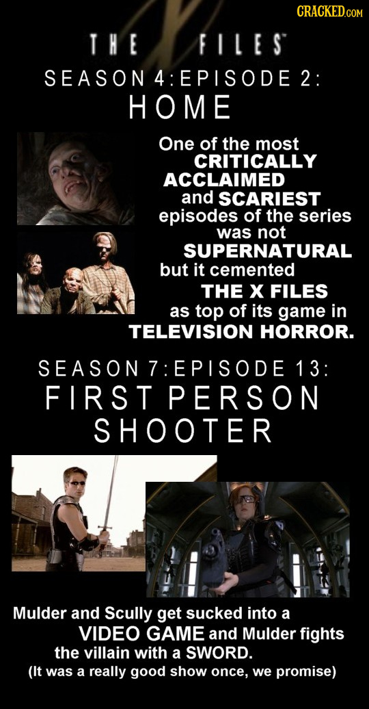 THE FILES SEASON 4: EPISODE HOME One of the most CRITICALLY ACCLAIMED and SCARIEST episodes of the series was not SUPERNATURAL BUT it cemented THE X F