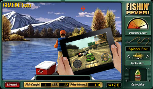 FISHIN' FEVER! Patience Level Spinner Bait Tnckle Bax Livewell Fish Caught 1 LBS. 32 Prize Money S 131 :20 OctoJuice