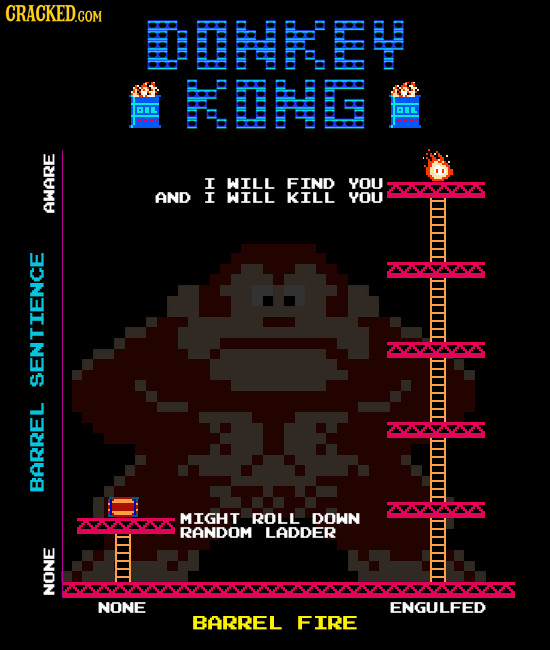 A WAOTHW KDNG DIL I I wILL FIND YOU AND I WILL KILL YOU AWARE ZVA7AAZA7 NTIENCE BARREL MIGHT ROLL DOWN RANDOM LADDER NONE NONE ENGULFED BARREL FIRE