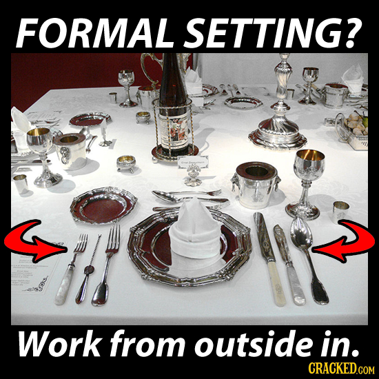 FORMAL SETTING? Work from outside in. CRACKED.COM 