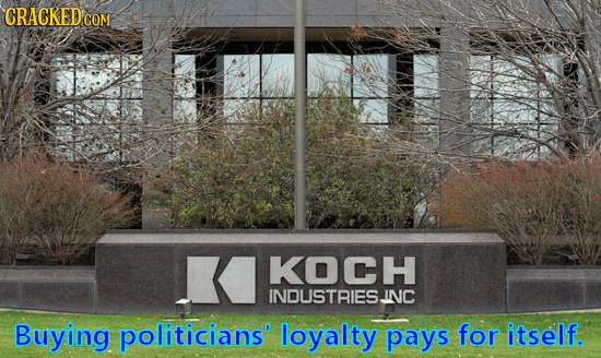CRACKED'o COM KOCH INDUSTRIESINC Buying politicians loyalty pays for itself.