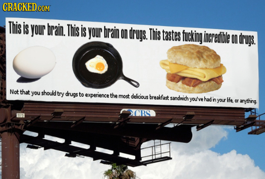 CRACKEDcO COM This is your brain. This is your brain ON drugS. This tastes fucking incredible On drugs. Not that you should try drugs to experience th
