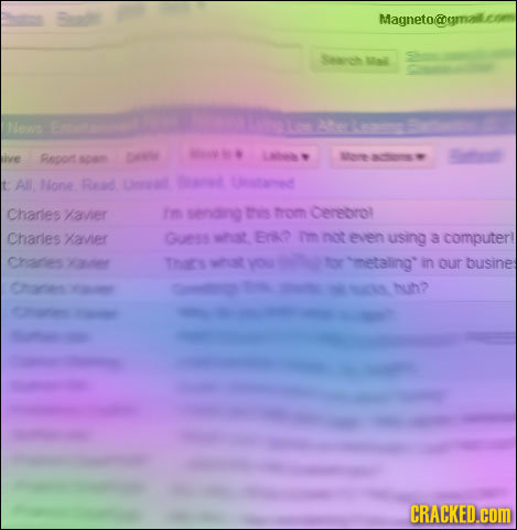 Magneto@maileom Search Mail New E ive Rsport 600 M 20 AlL None Red U D Charles faver im senono tes om Cerebrol Charies avier GUSS what. Er I nt even u