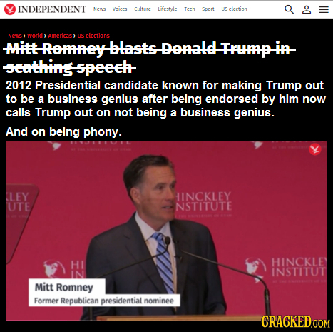 INDEPENDENT Nes Voices cuiture Lifestyle Tech Sport LES election NENs World Americas US elections seathingspeechsihetrumnpin 2012 Presidential candida