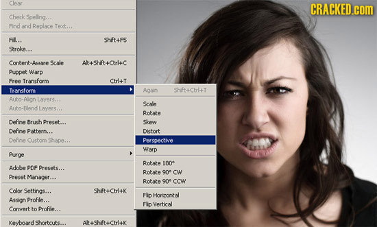 Clear CRACKED.cOM Check Speling... Find and Replace Text... Fill... Shift+F5 Stroke... Content- Aware Scale Al+Shift+Ctrl+C Puppet Warp Free Transform