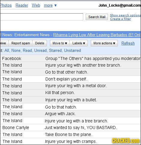 Photos Reader Web more John Lockecgmail.com Show Search Mail Create a filter News: Entertainment News -Rihanna Lying Low After Leaving Barbados hive R