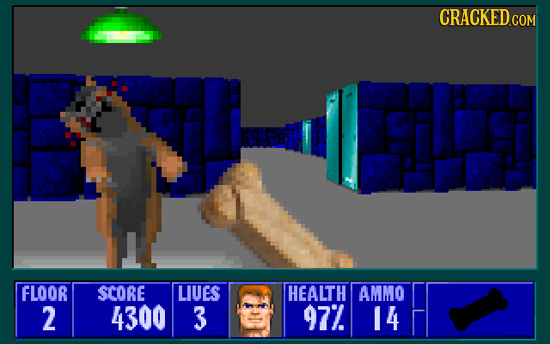 CRACKED co FLOOR SCORE LIUES HEALTH AMMO 2 4300 3 97%. 14