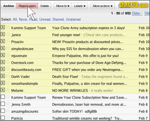 ECRACKED.COM Archive Reportspam Delete Move to Labels Moreactions - 50 of 952 Older Old Select: All. None. Aad. Unread. Starred. Unstarred X Kamino Su