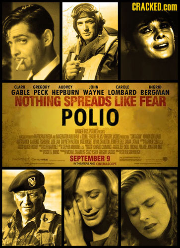 CRACKED.COM CLAPK GREGORY AUDREY JOHN CAROLE INGRID GABLE PECK HEPBURN WAYNE LOMBARD BERGMAN NOTHING SPREADS LIKE FEAR POLIO OES NOFBT LEOCOED BUTICPA